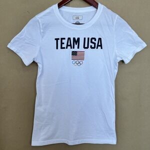 Team USA Official Olympic Tshirt Youth Medium White Crew Neck Workout America